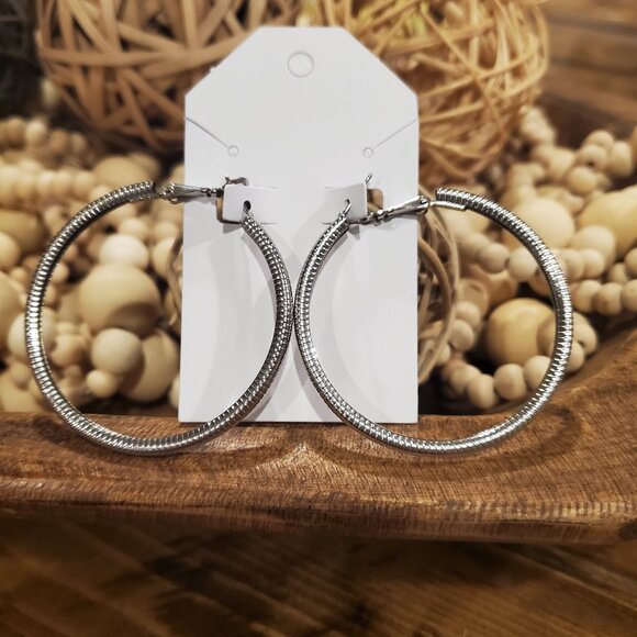 Big Silver Hoop Earrings 0034 - Picture 5 of 5